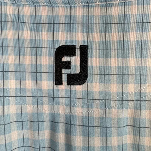 Foot Joy Men’s Pocket Polo‎ Shirt Blue Check Size Large - Picture 2 of 7